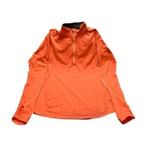 Nike Shirt Womens Small Orange Running Performance‎ Dri Fit Half Zip Pullover